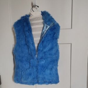 Blue Fur Vest/knit Ba